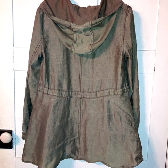 Free People Distressed Military Parka Zipper Jacket Fit Casual Army Green - Picture 9 of 9